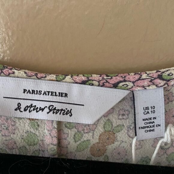 & Other Stories Printed Button Up Midi Dress Floral rayon NWT 10 - Picture 5 of 9